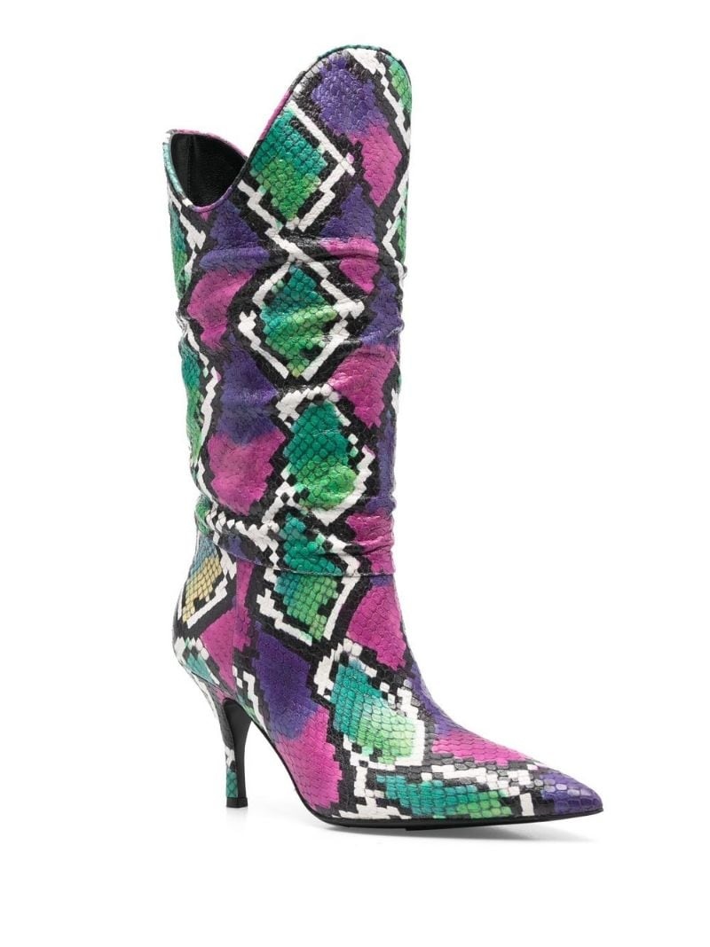 snakeskin-effect leather boots - 2