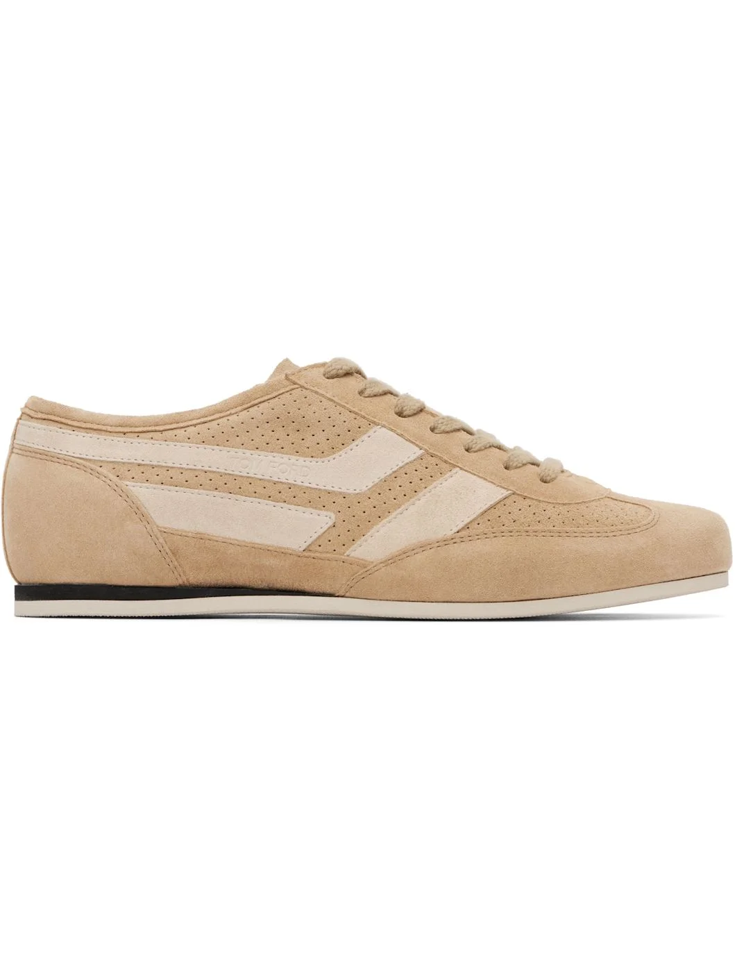 Beige Perforated Suede Brook Sneakers - 1