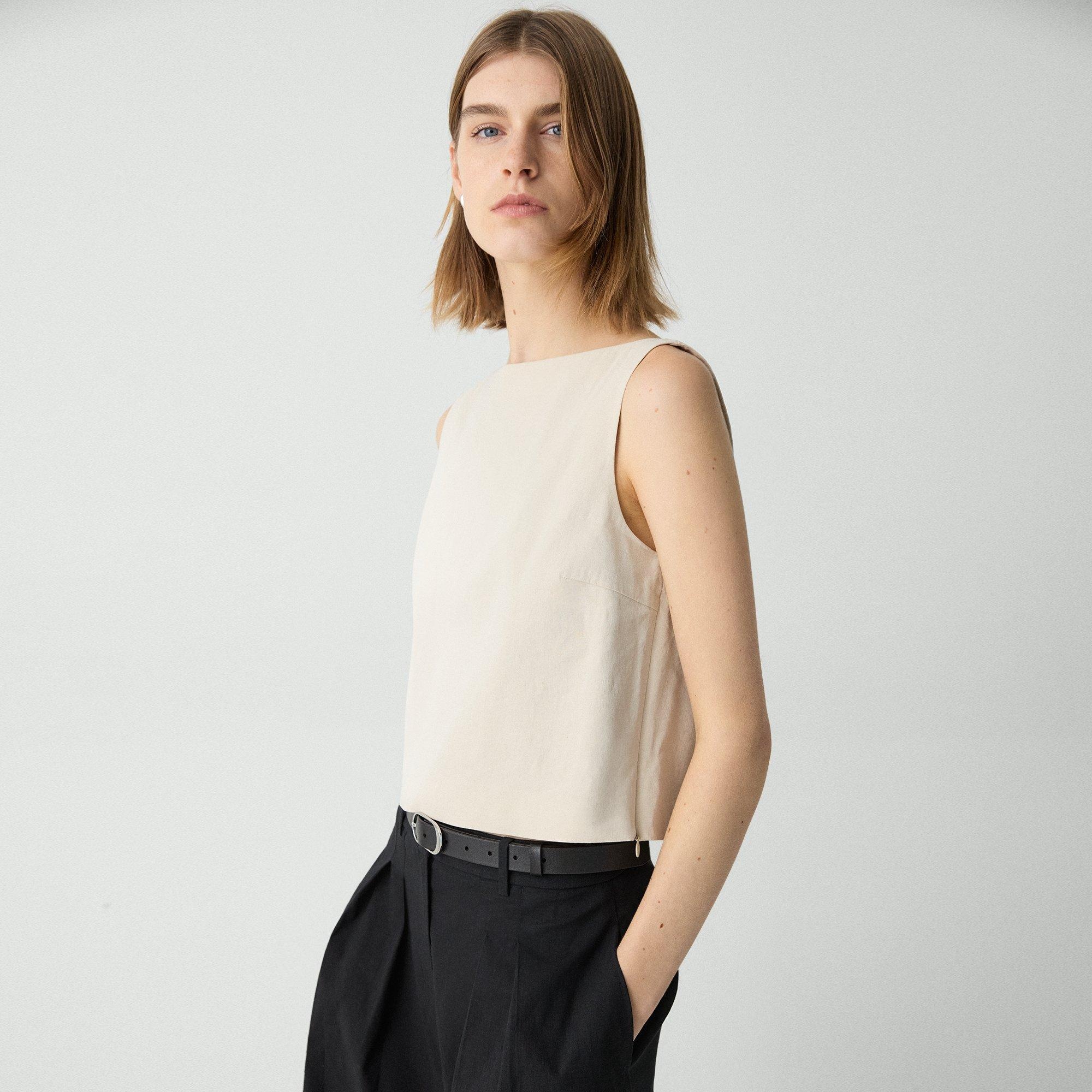 Sleeveless Boatneck Top in Good Linen - 2