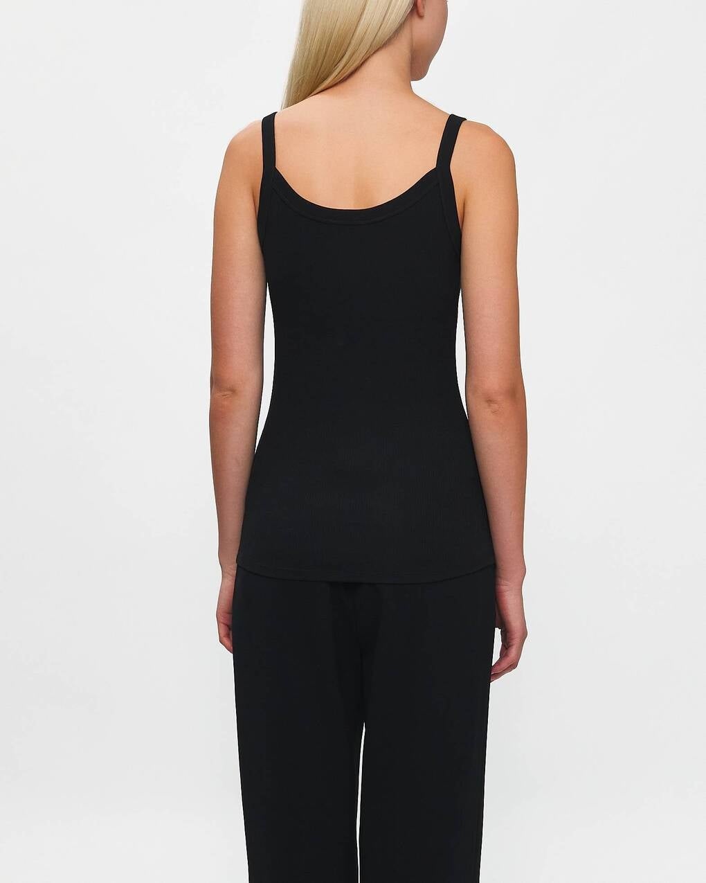 Top Fine Rib Singlet Black - 4