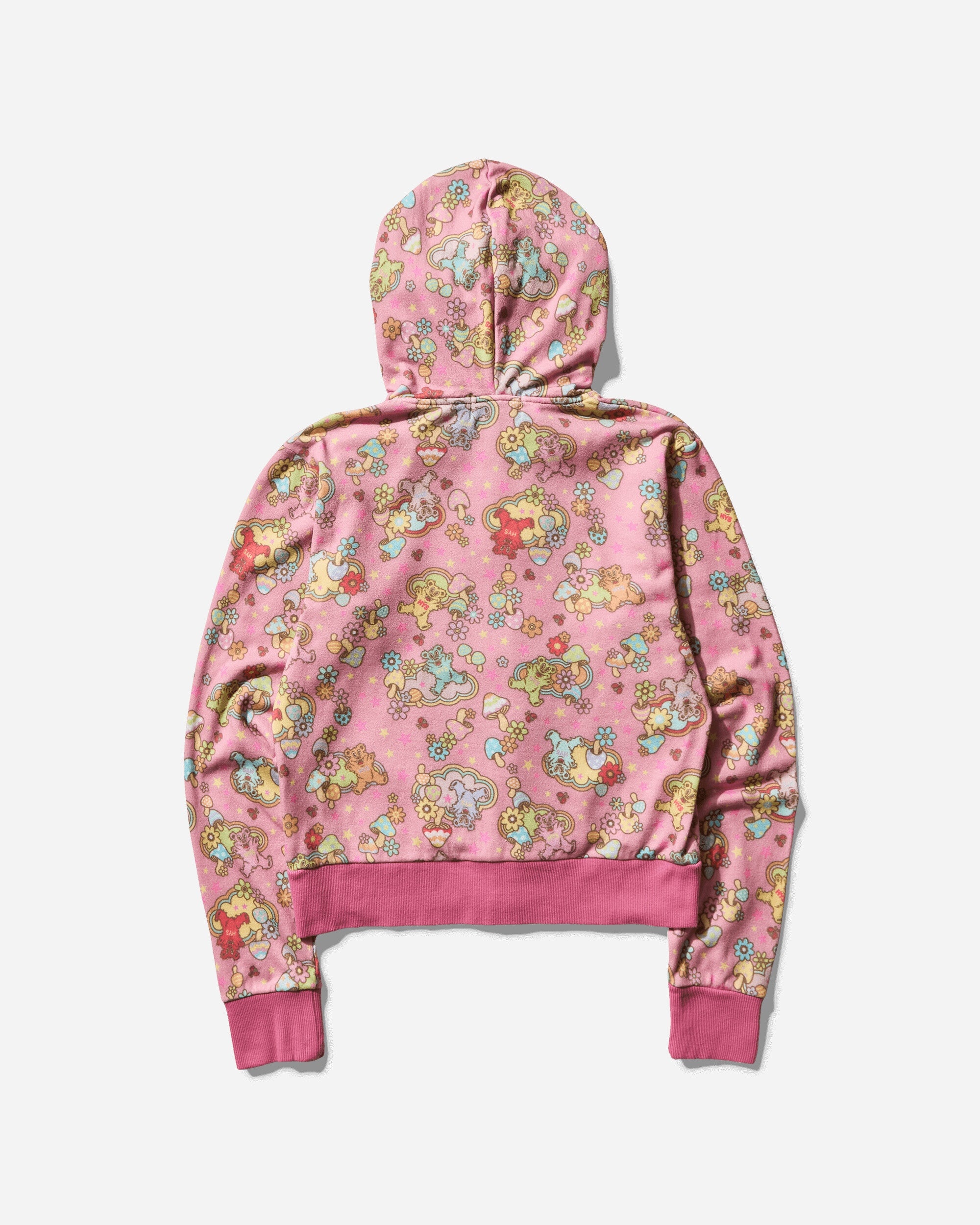 Women's Fire Bear Dream Pattern Zip Hoodie Pink - 2