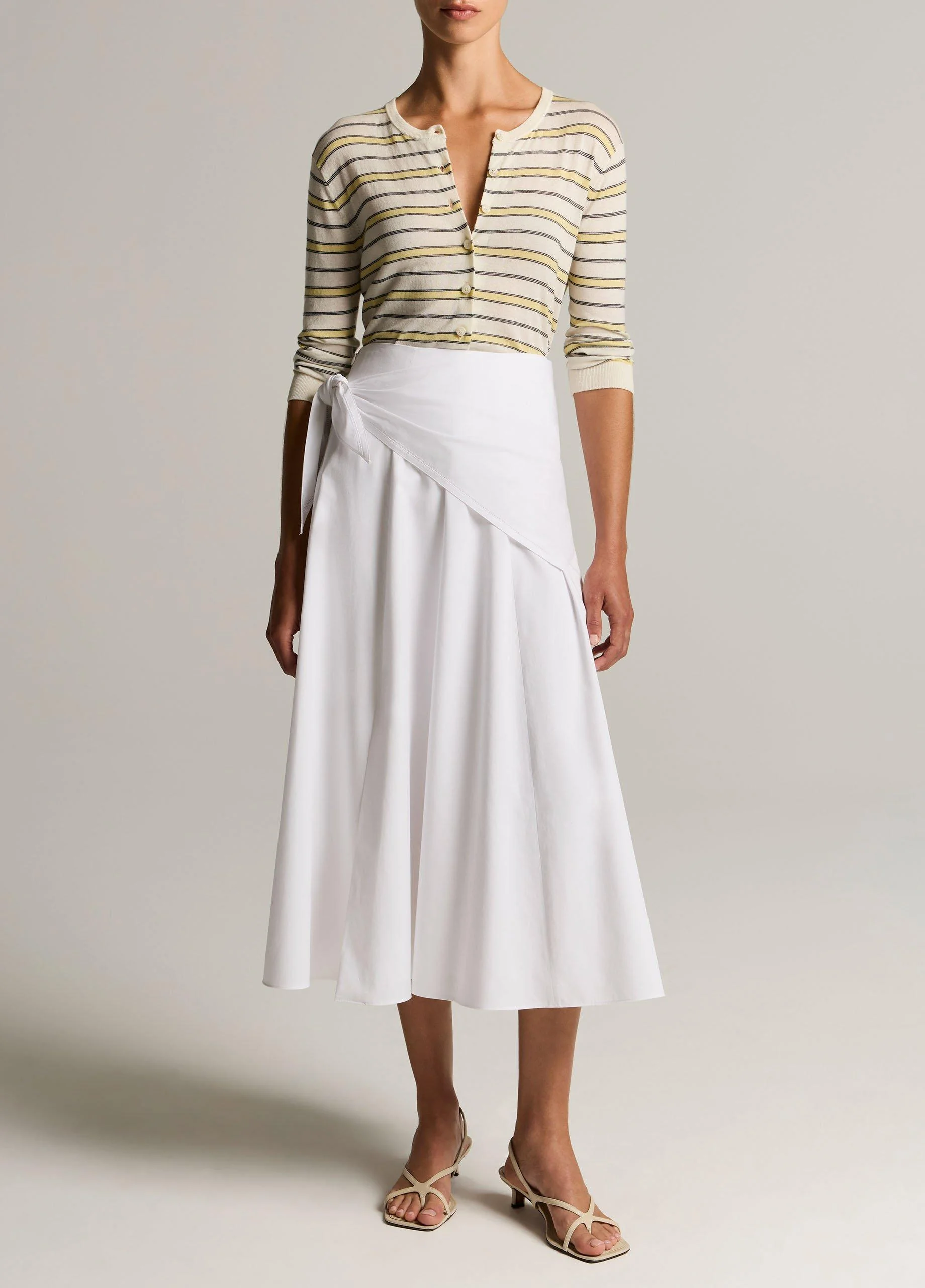 Cotton Scarf-Tie Skirt - 1