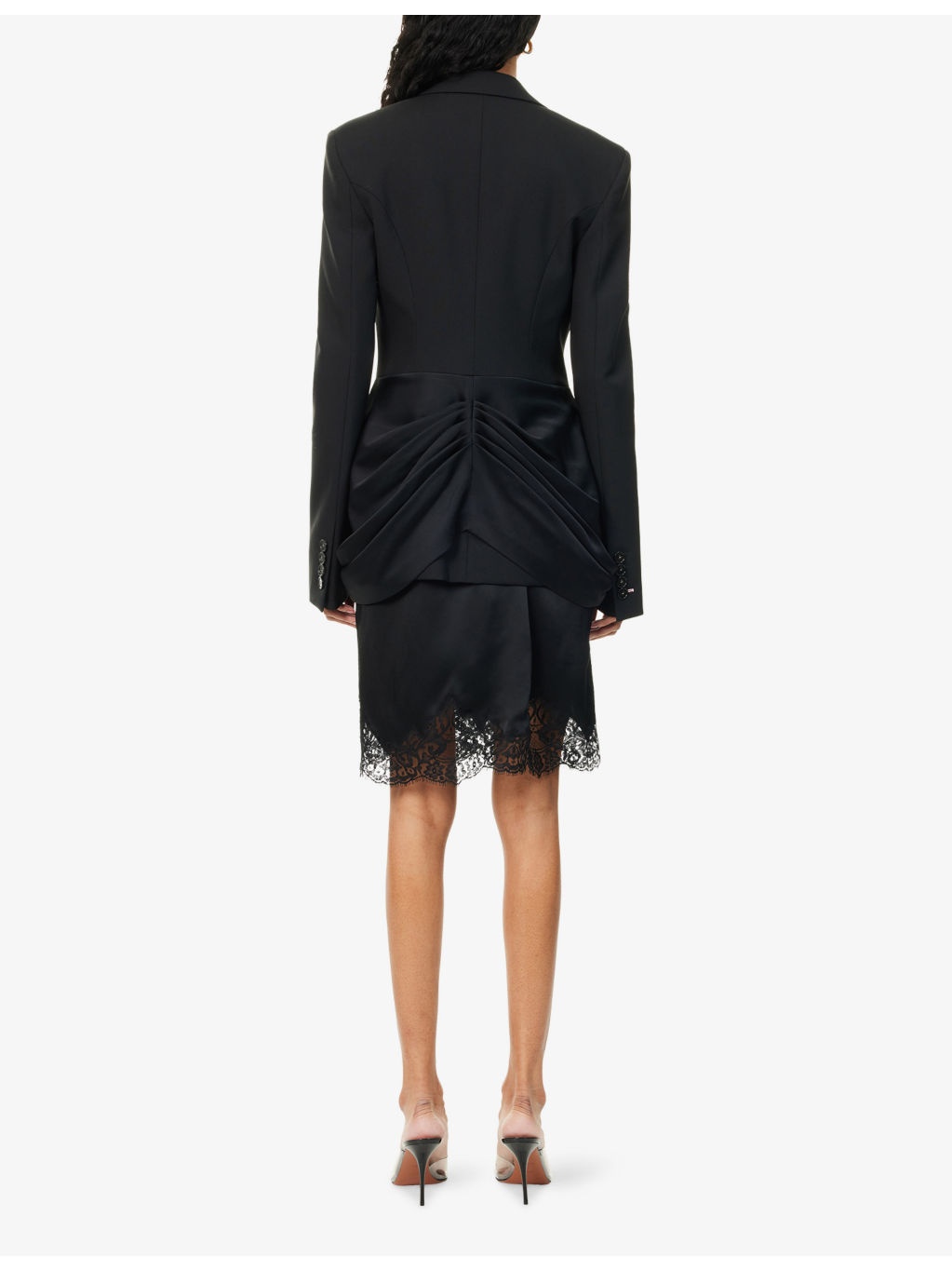 Draped Evening Peak-Lapels Wool Blazer - 4