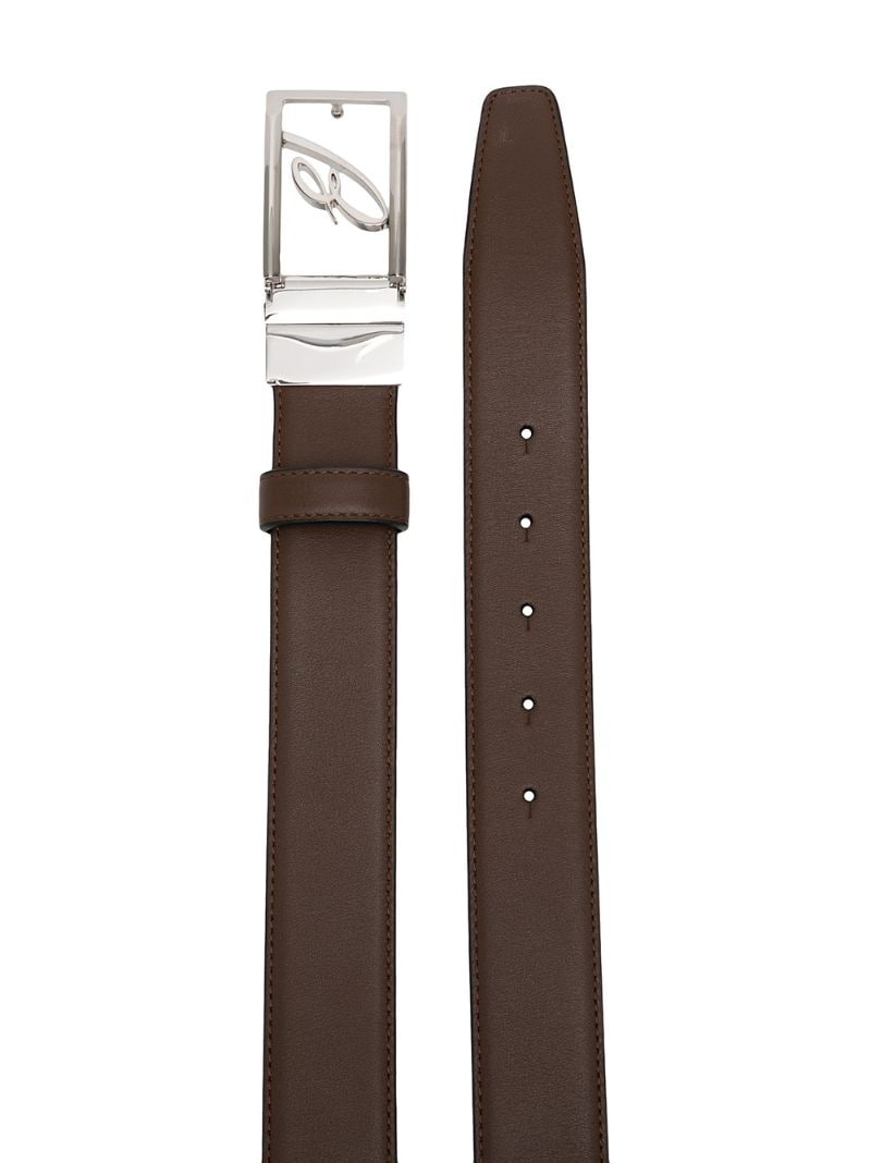 logo-buckle suede belt - 3