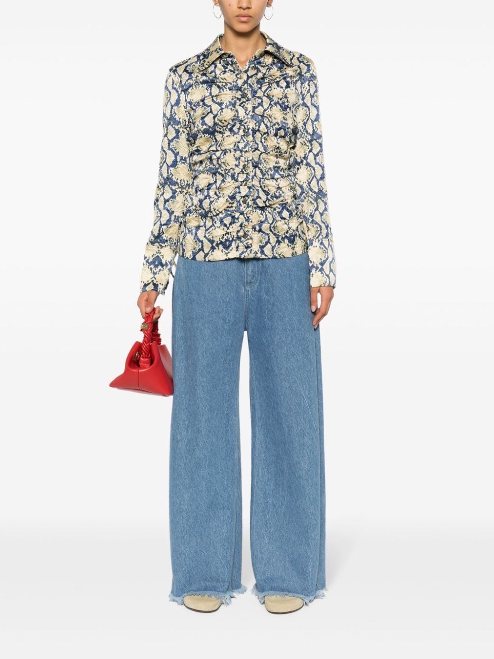snake-print satin shirt - 2