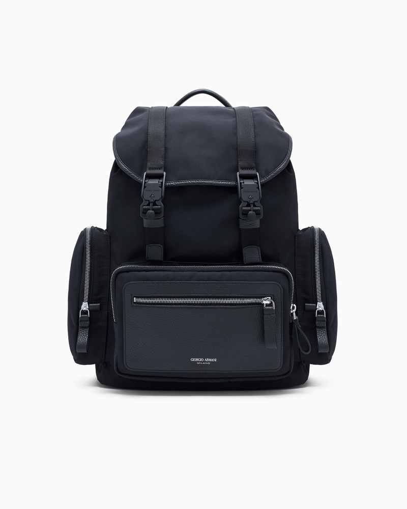 Recycled-nylon and pebbled-leather backpack ASV 1