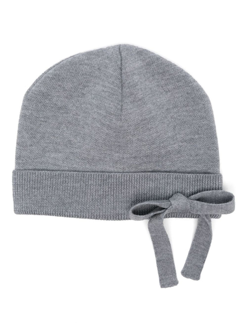 bow-embellished beanie hat 1