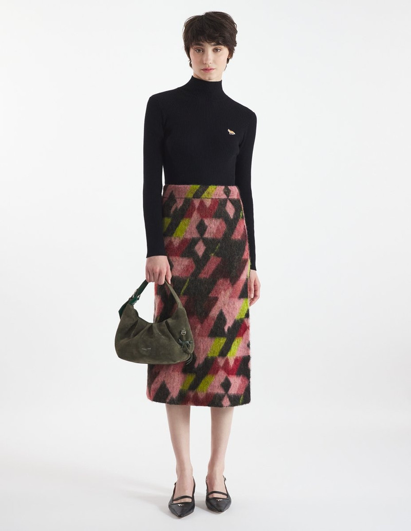 Maison Kitsuné GRAPHIC MOHAIR JACQUARD LONG SKIRT outlook