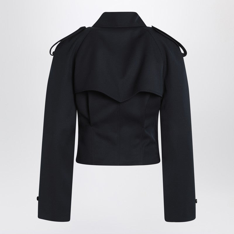 Alexander Mcqueen Short Double-Breasted Navy Blue Jacket Women - 2