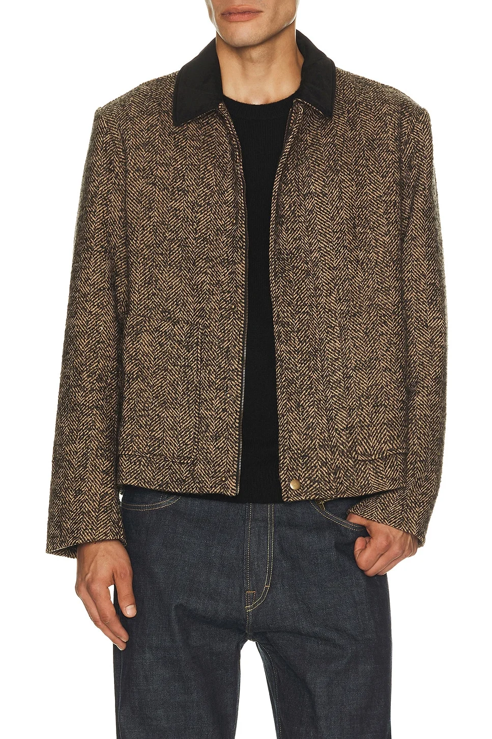 Herringbone Boxy Cropped Jacket - 1