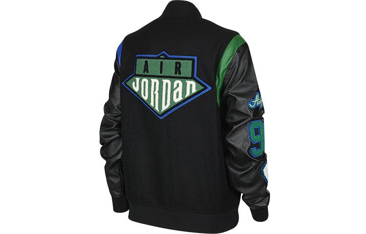 (WMNS) Air Jordan x Aleali May Stand-up Collar Baseball Jacket Black DC2435-010 - 2