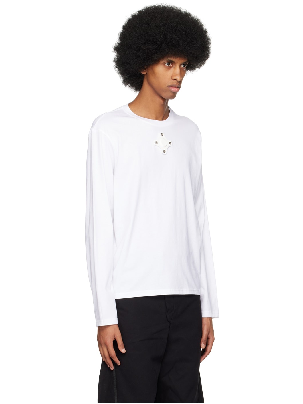 White Eyelet Long Sleeve T-Shirt - 2