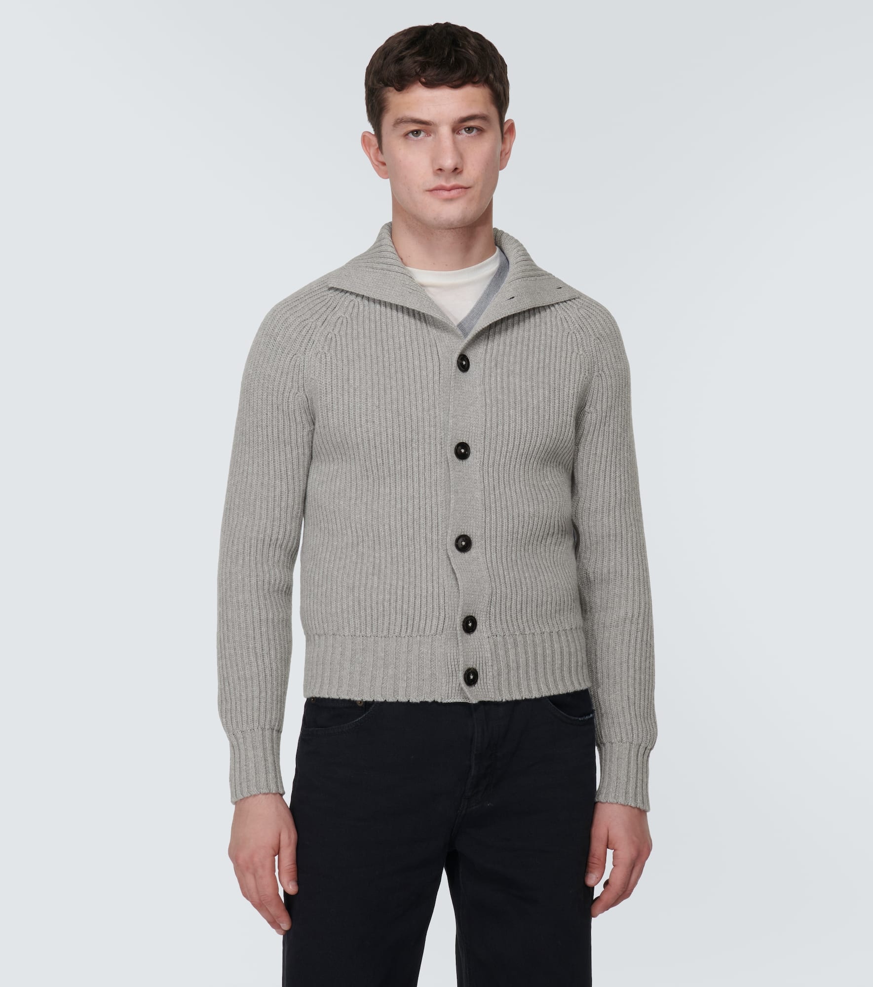 Ribbed-knit wool and cashmere cardigan - 3