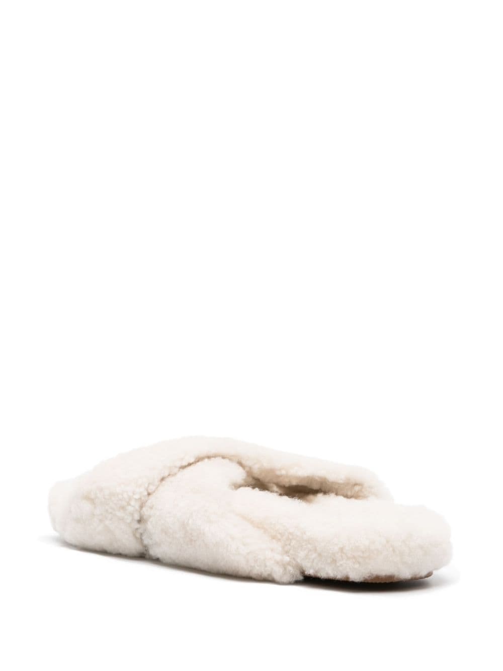 crossover-strap shearling slides - 3