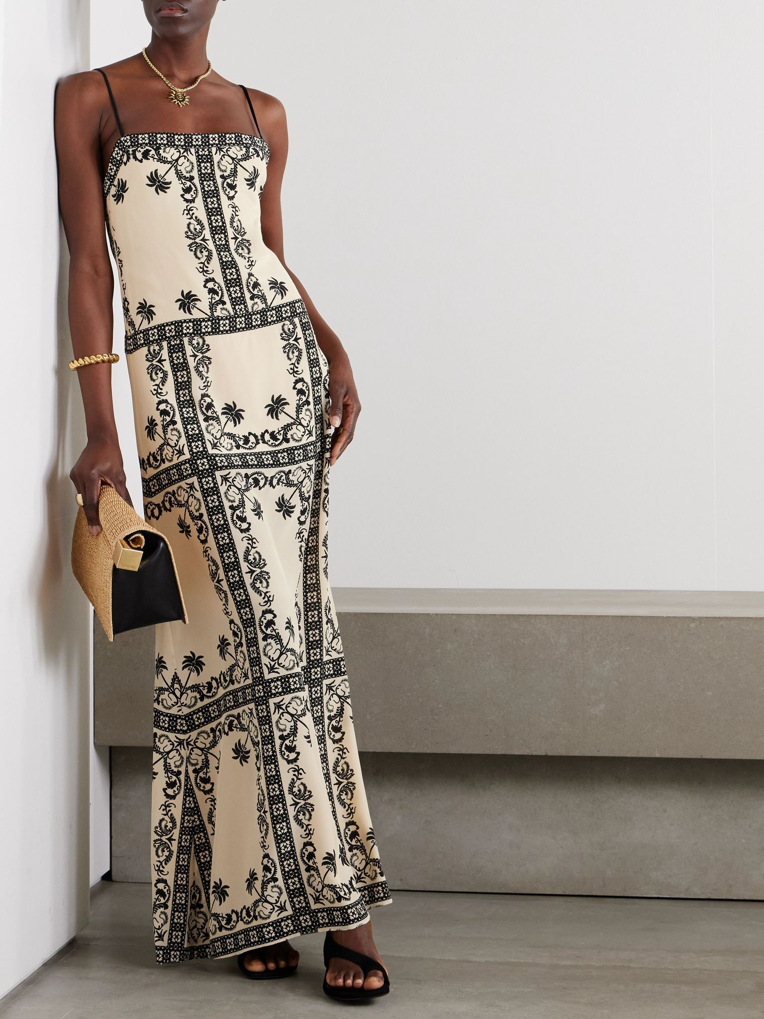 Reinvention Printed silk-crepe maxi dress Off-white - 2