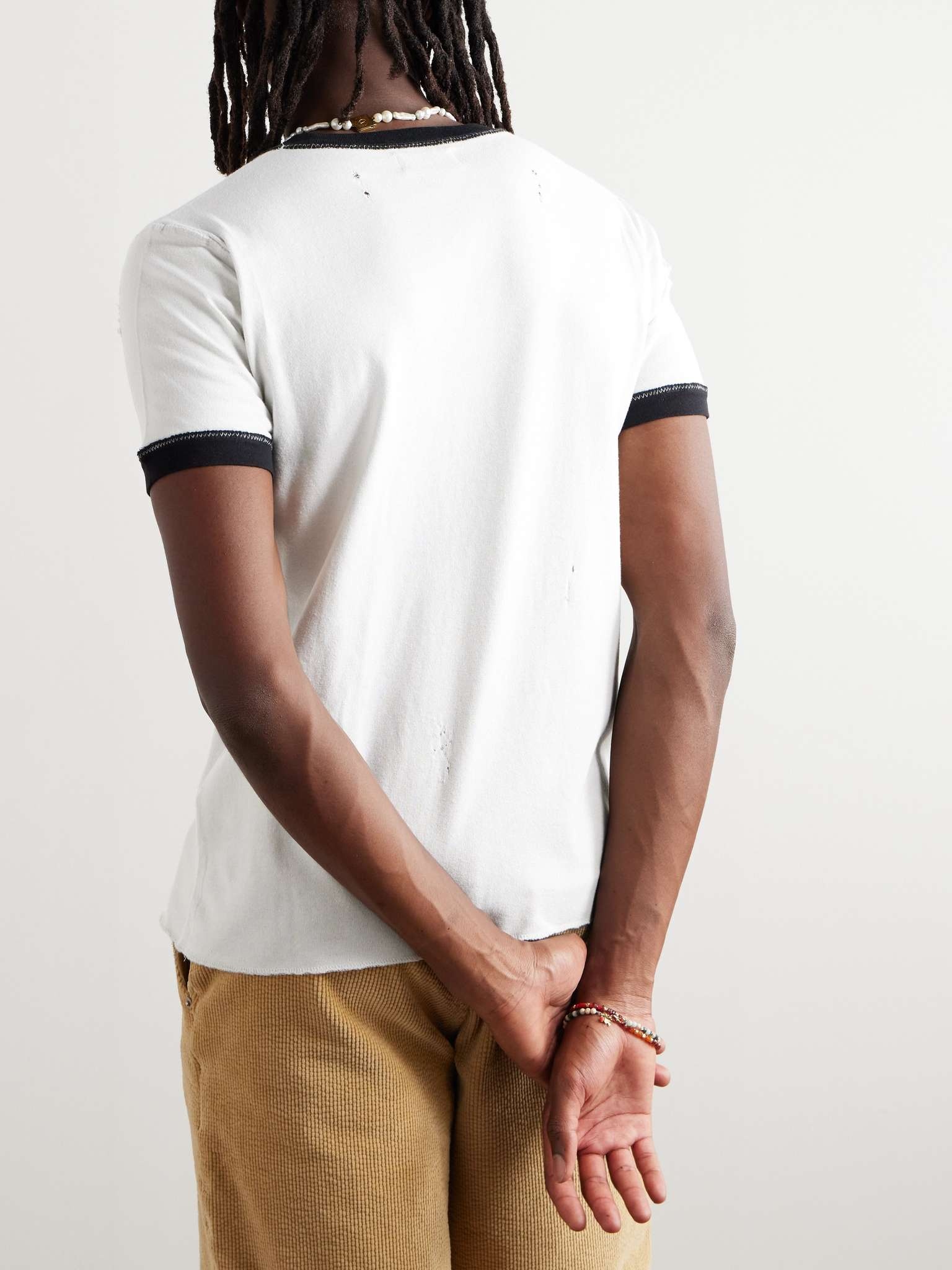 Slim-Fit Appliquéd Printed Cotton and Linen-Blend Jersey T-Shirt - 4