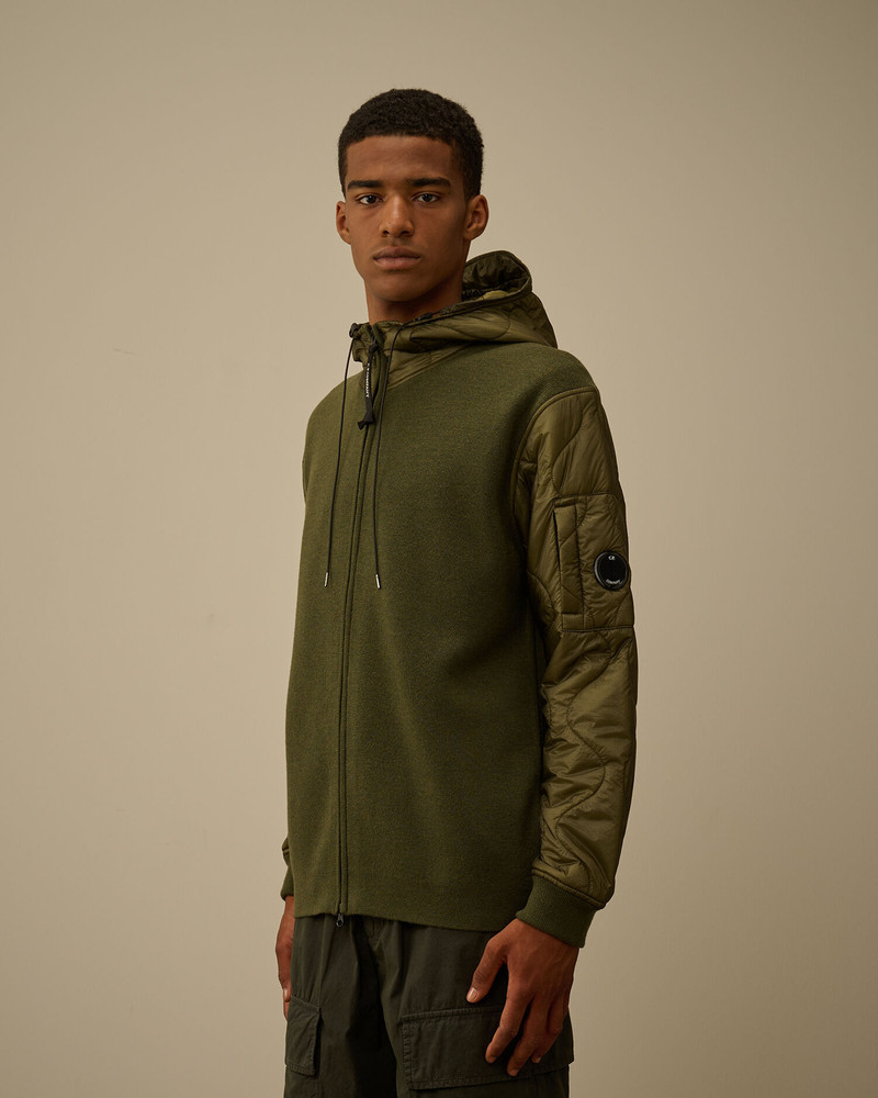 Extrafine Merino Wool Mixed Hooded Zip Sweater 3