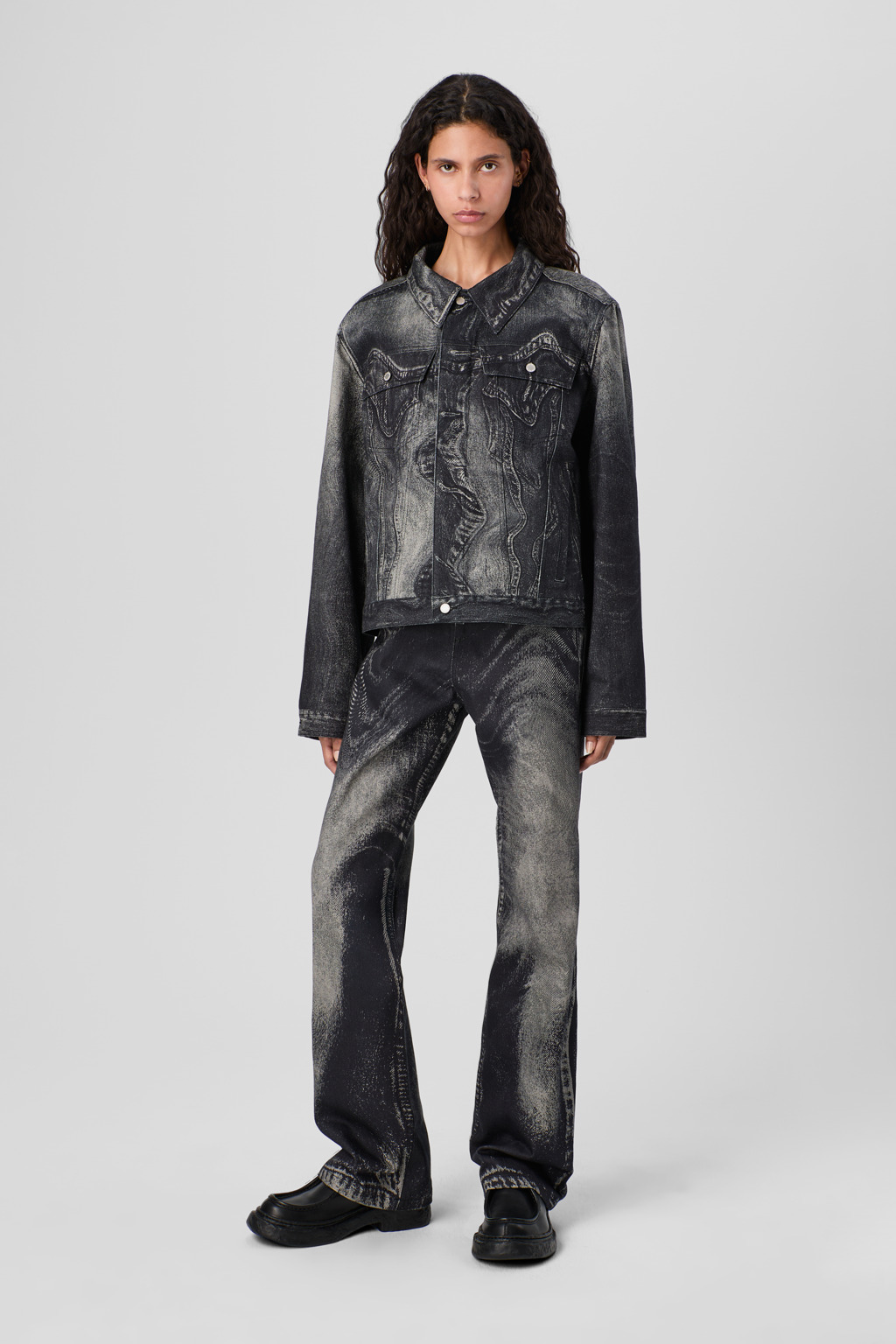 Black-Gray Denim Jacket - 6