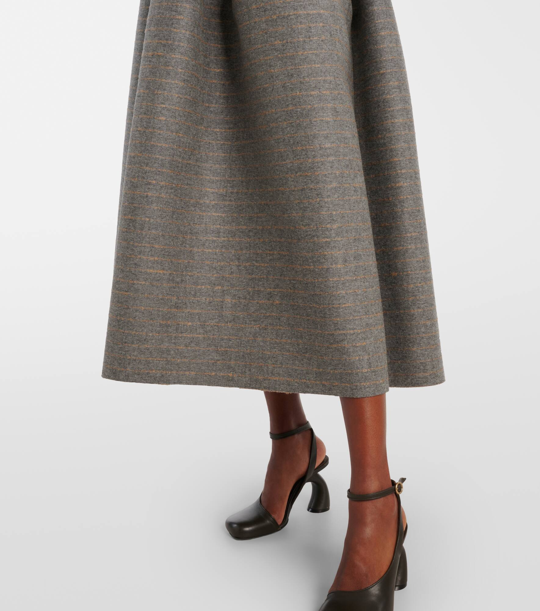 Striped wool and mohair flannel midi skirt - 5