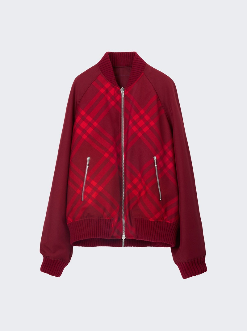 Check Reversible Bomber Jacket Red 1