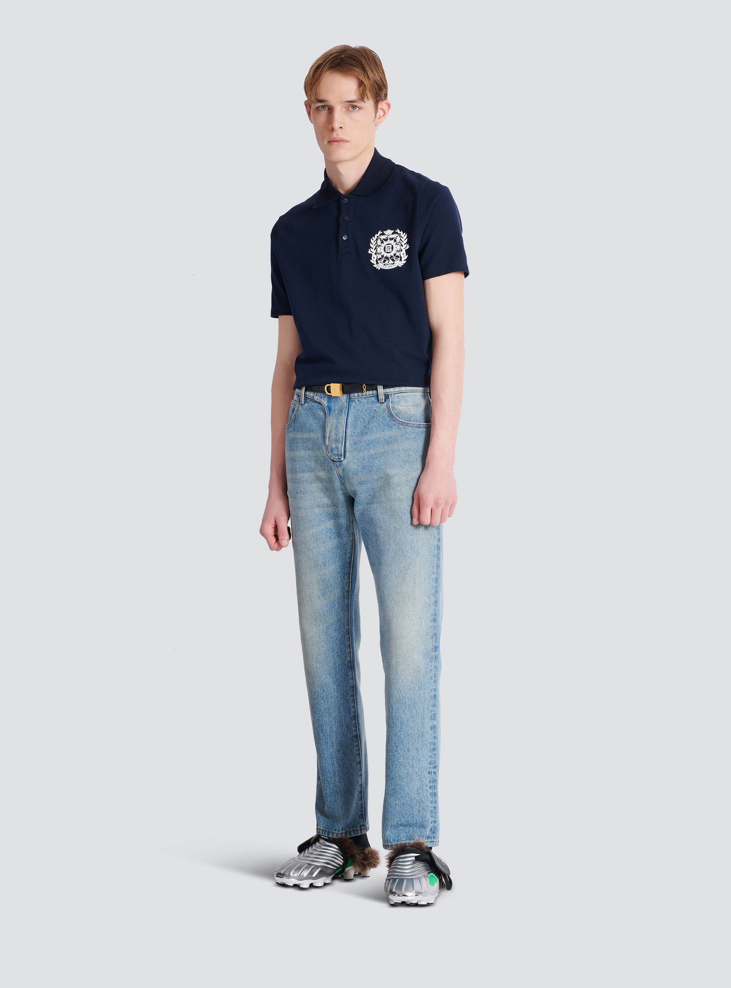 Cotton polo shirt with Écusson print - 2