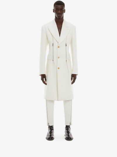 Alexander McQueen Zip Detail Tailored Coat in Bone outlook