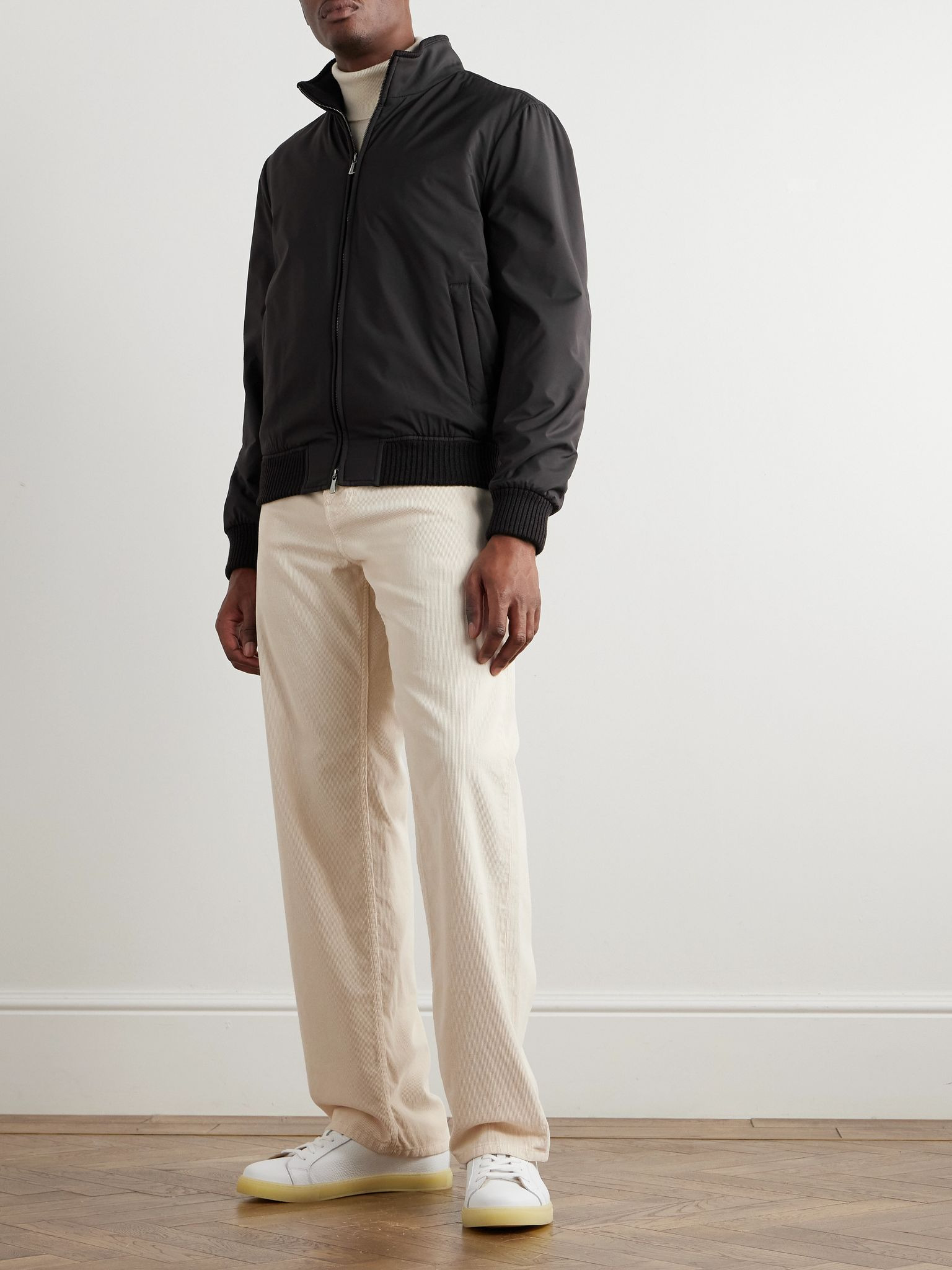 Nylon Bomber Jacket Brown - 2