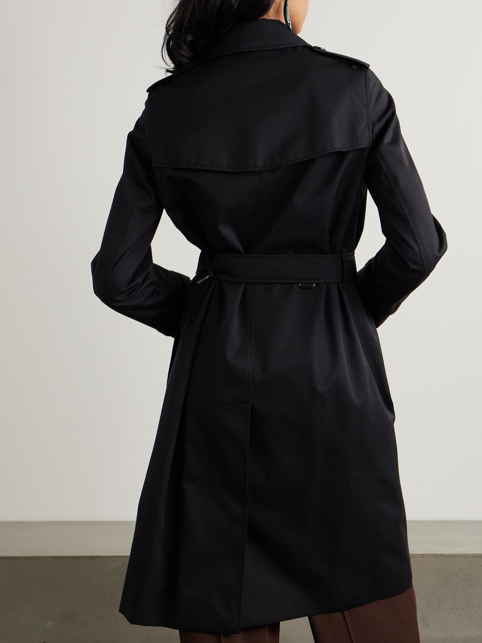 Kensington Long organic cotton-gabardine trench coat Black - 4