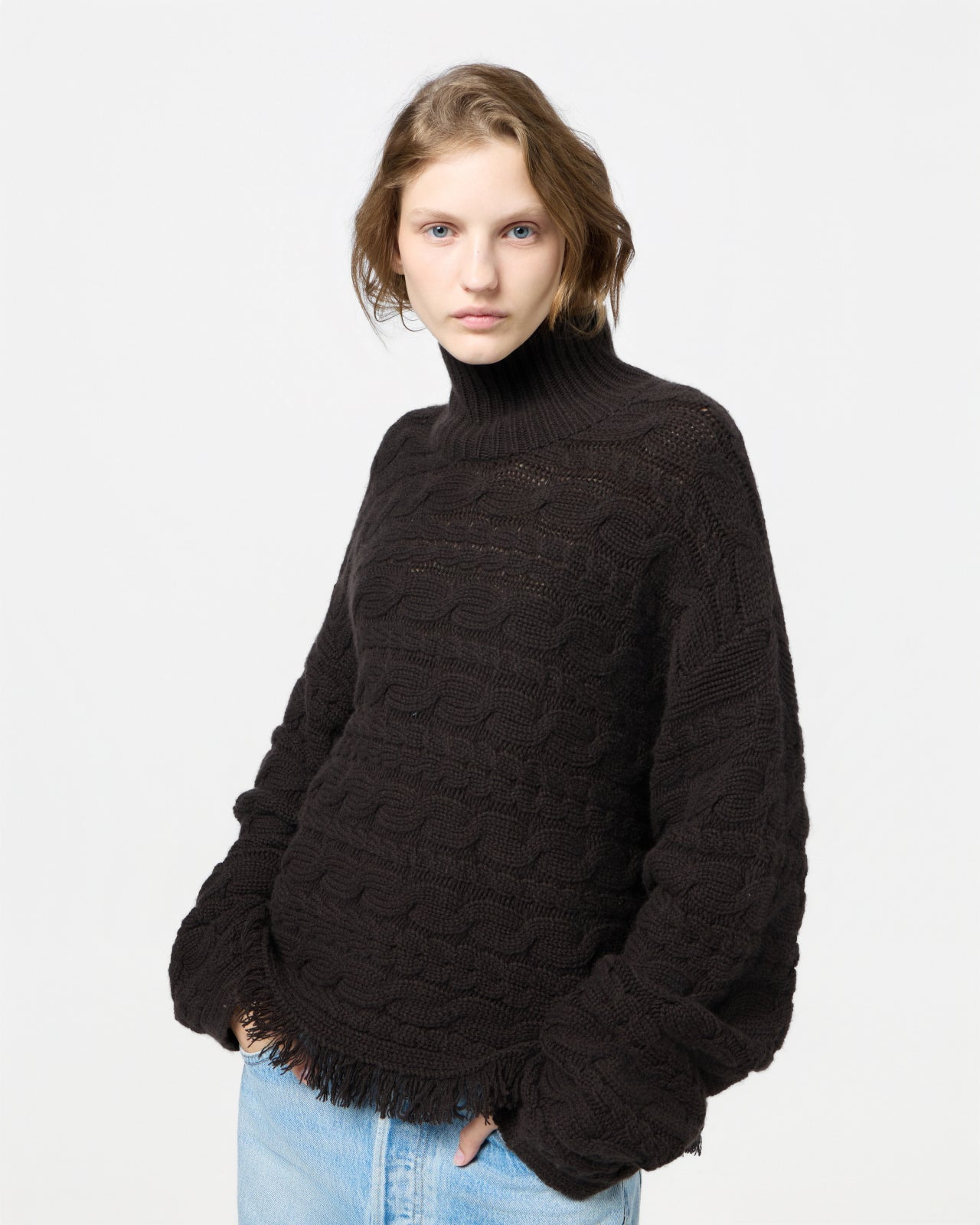 Cropped Cable Turtleneck - 4