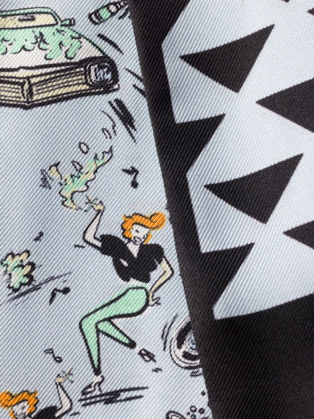 illustration-print silk scarf - 2