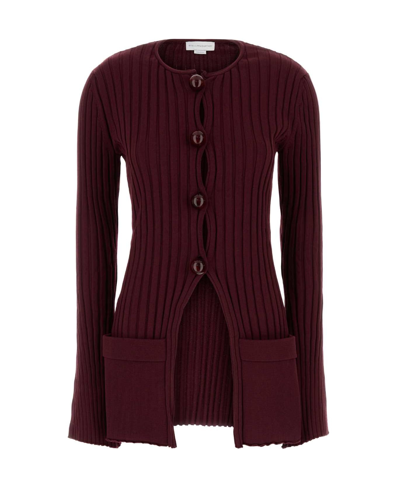 Burgundy Cotton Cardigan - 1