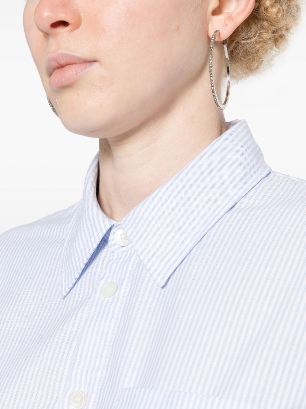 logo-embroidered striped shirt - 5