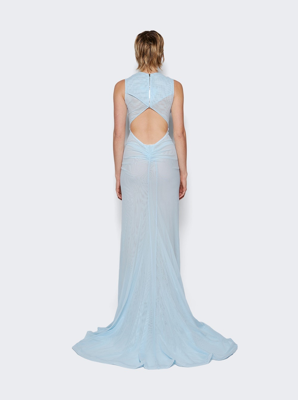 Sleeveless Gown With Criss Cross Draping Baby Blue - 5