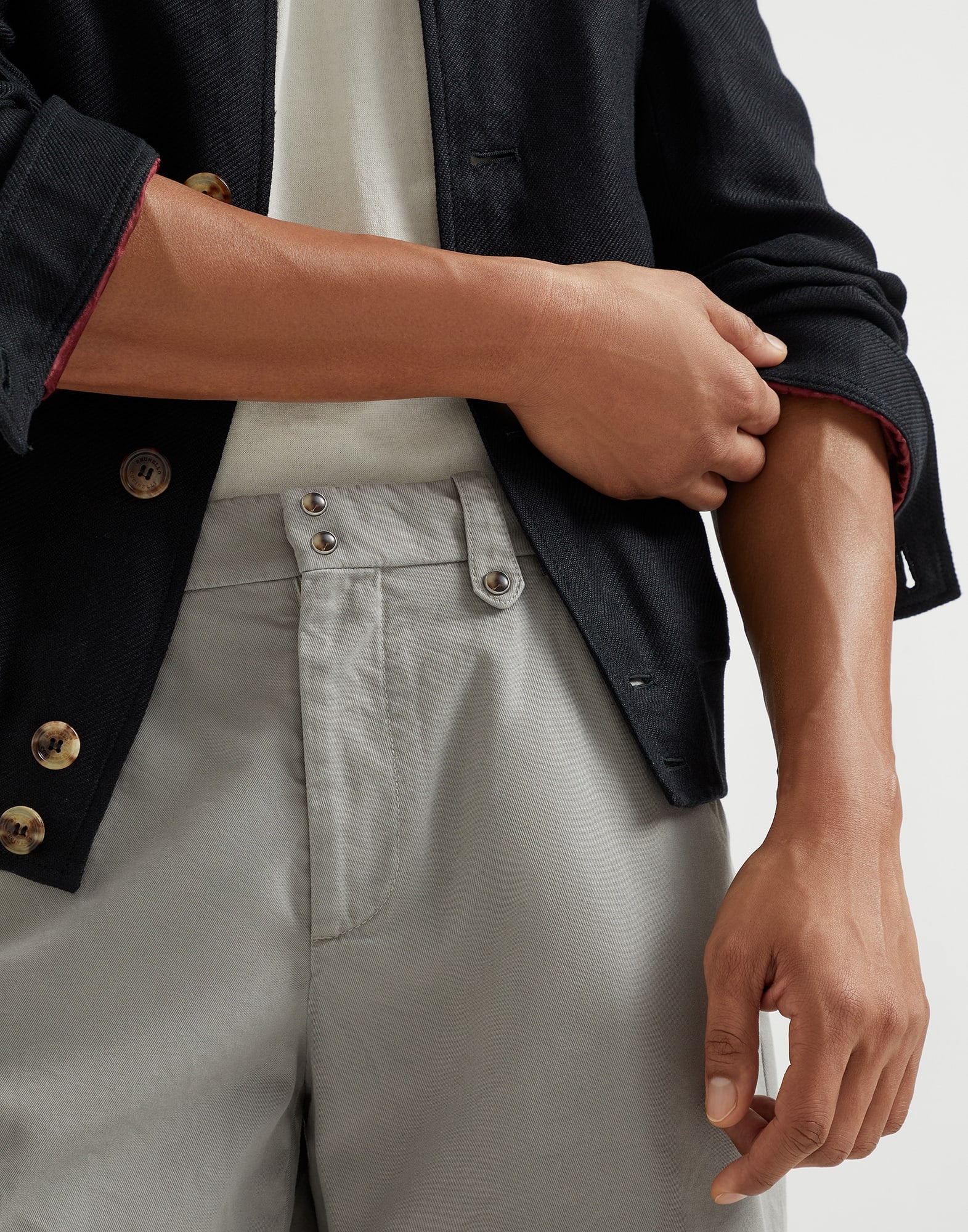 Garment-dyed Bermuda shorts in twisted cotton gabardine - 3