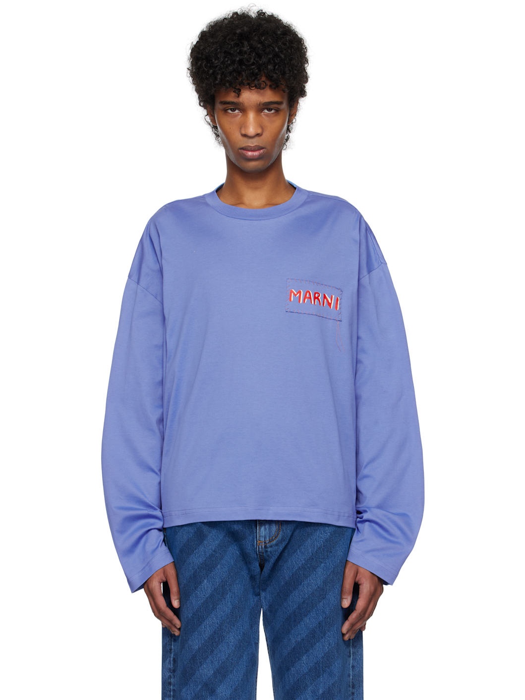 Blue Logo Patch Long Sleeve T-shirt - 1