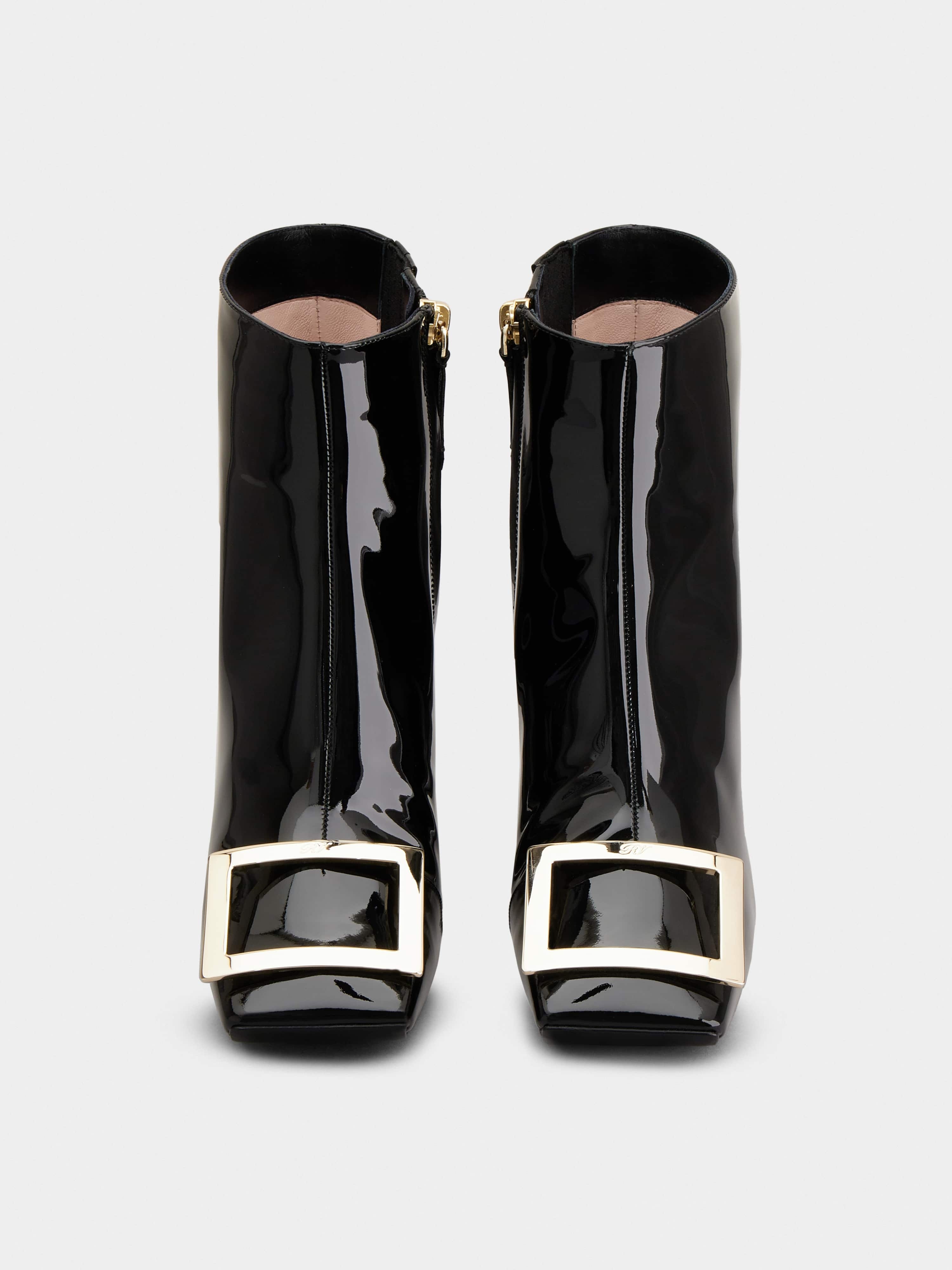 Viv' Square Metal Buckle Ankle Boots in Patent Leather - 4