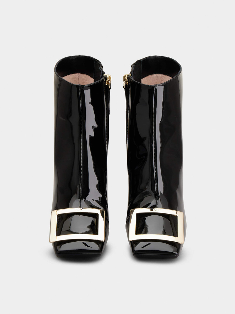 Viv' Square Metal Buckle Ankle Boots in Patent Leather 4