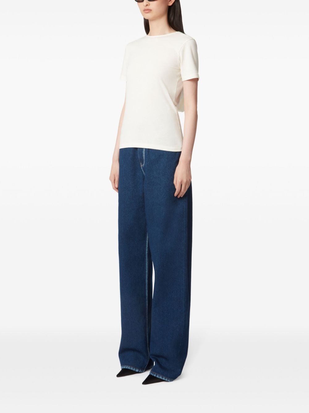 plunging draped back T-shirt - 3