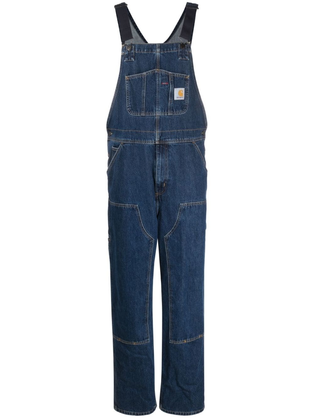 logo-patch denim overalls - 1