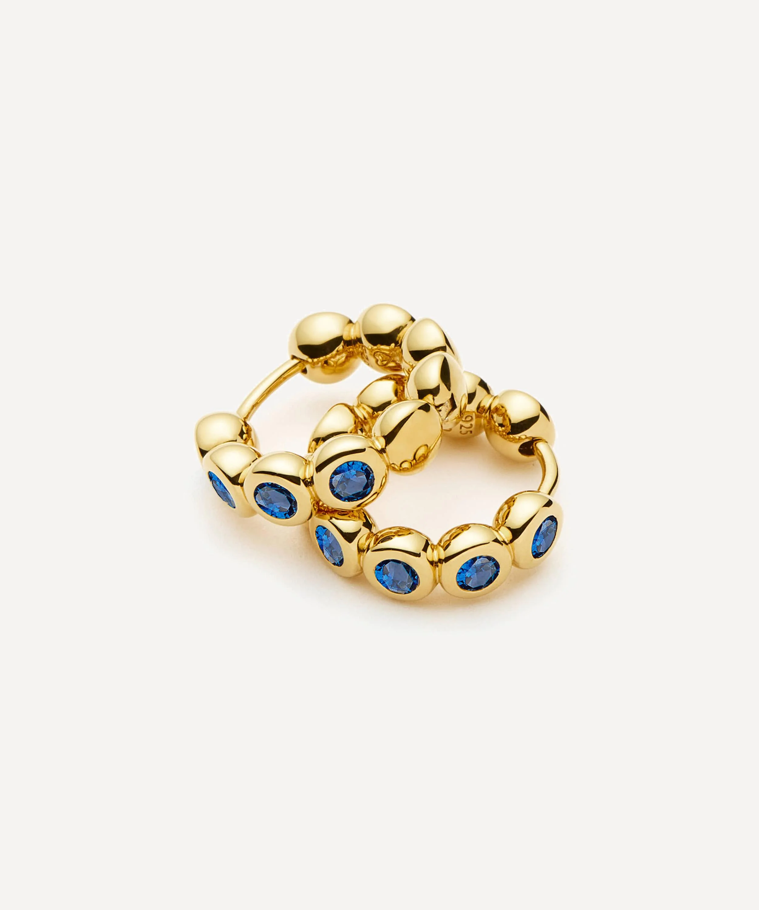 18ct Gold-Plated Vermeil Silver Tennis Small Hoop Earrings - 1