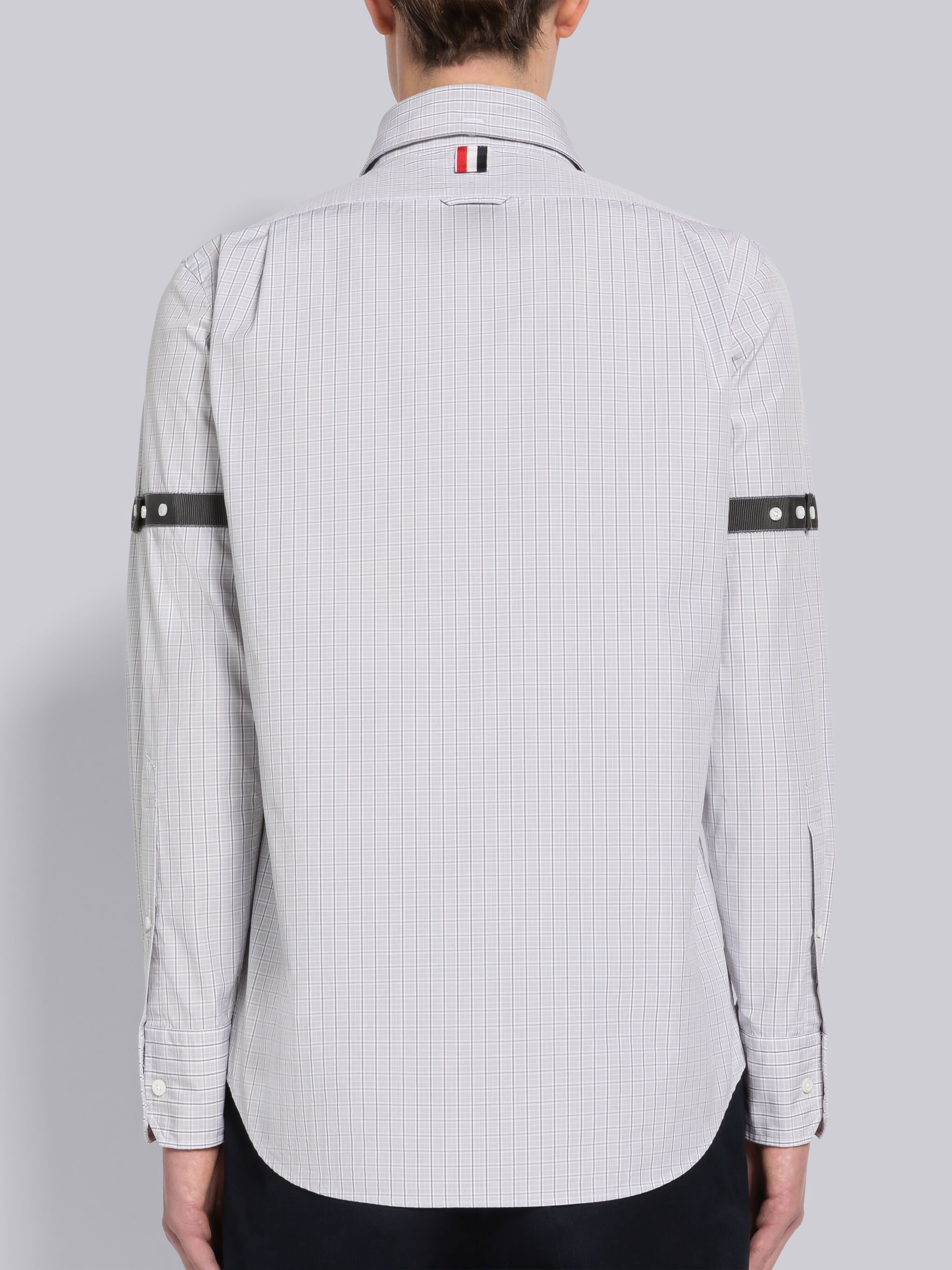 Micro Check Poplin Grosgrain Armband Straight Fit Shirt - 4
