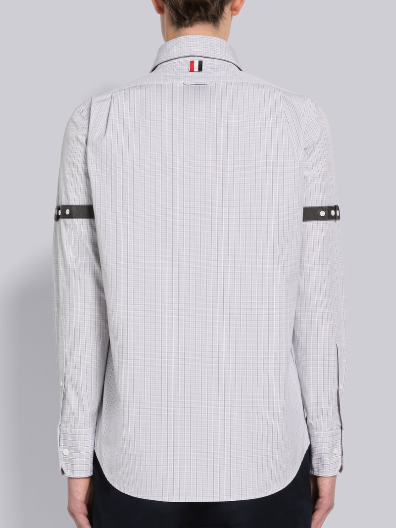 Micro Check Poplin Grosgrain Armband Straight Fit Shirt 4