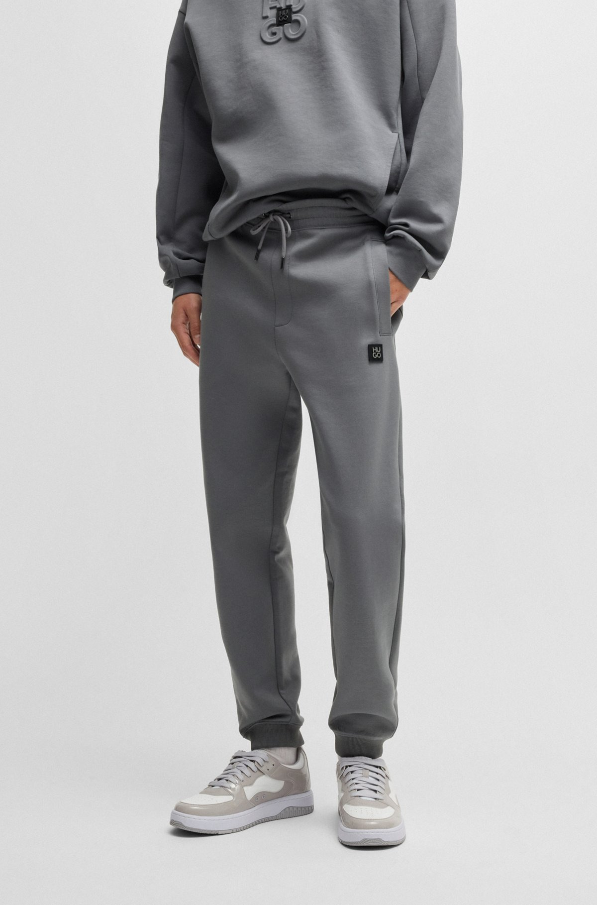 COTTON TRACKSUIT BOTTOMS WITH STACKED LOGO - 2