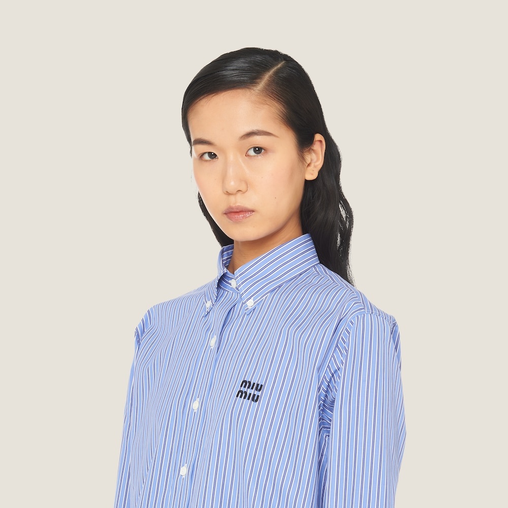 Striped poplin shirt - 1