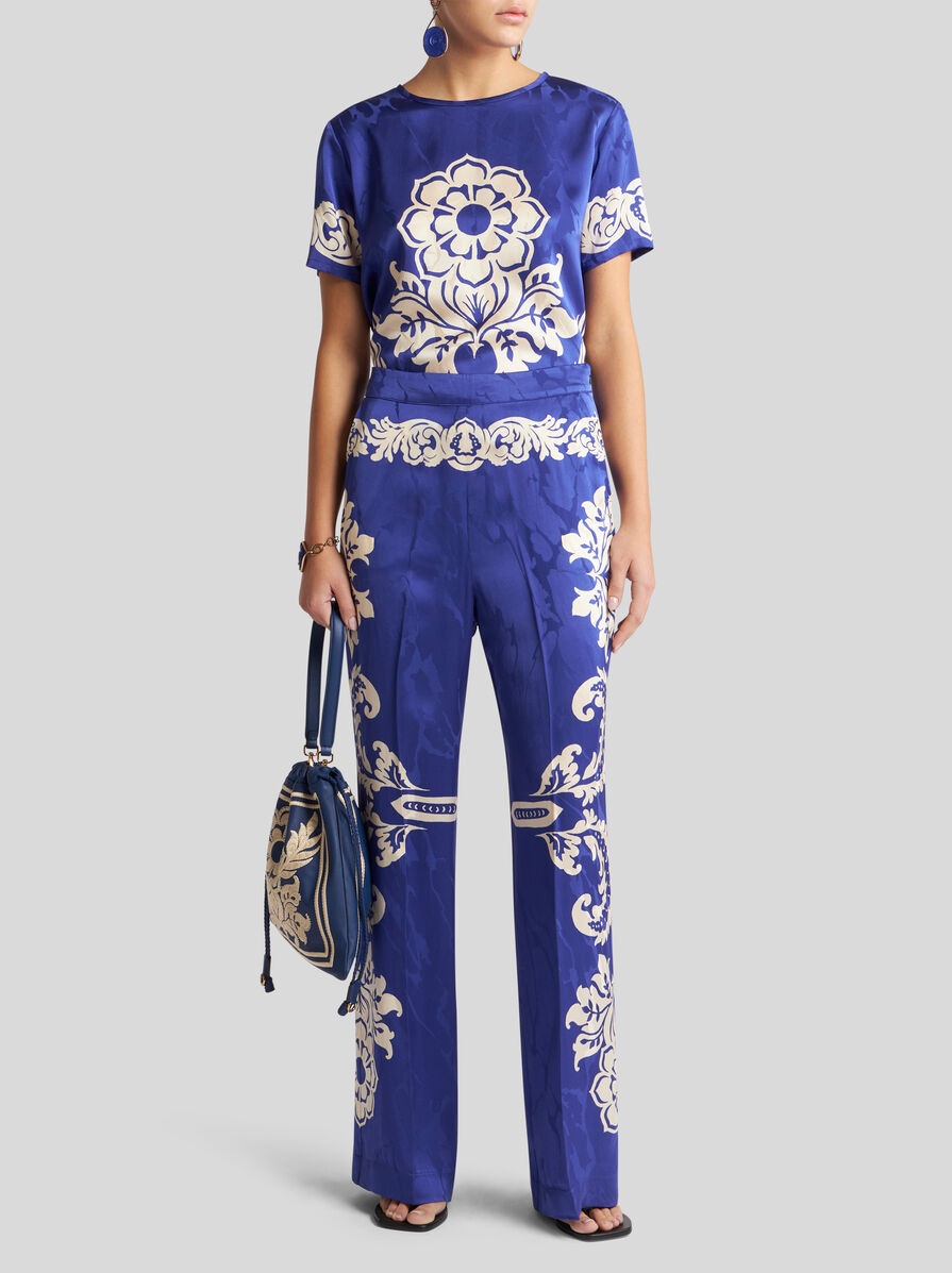 FLORAL JACQUARD PALAZZO TROUSERS - 4
