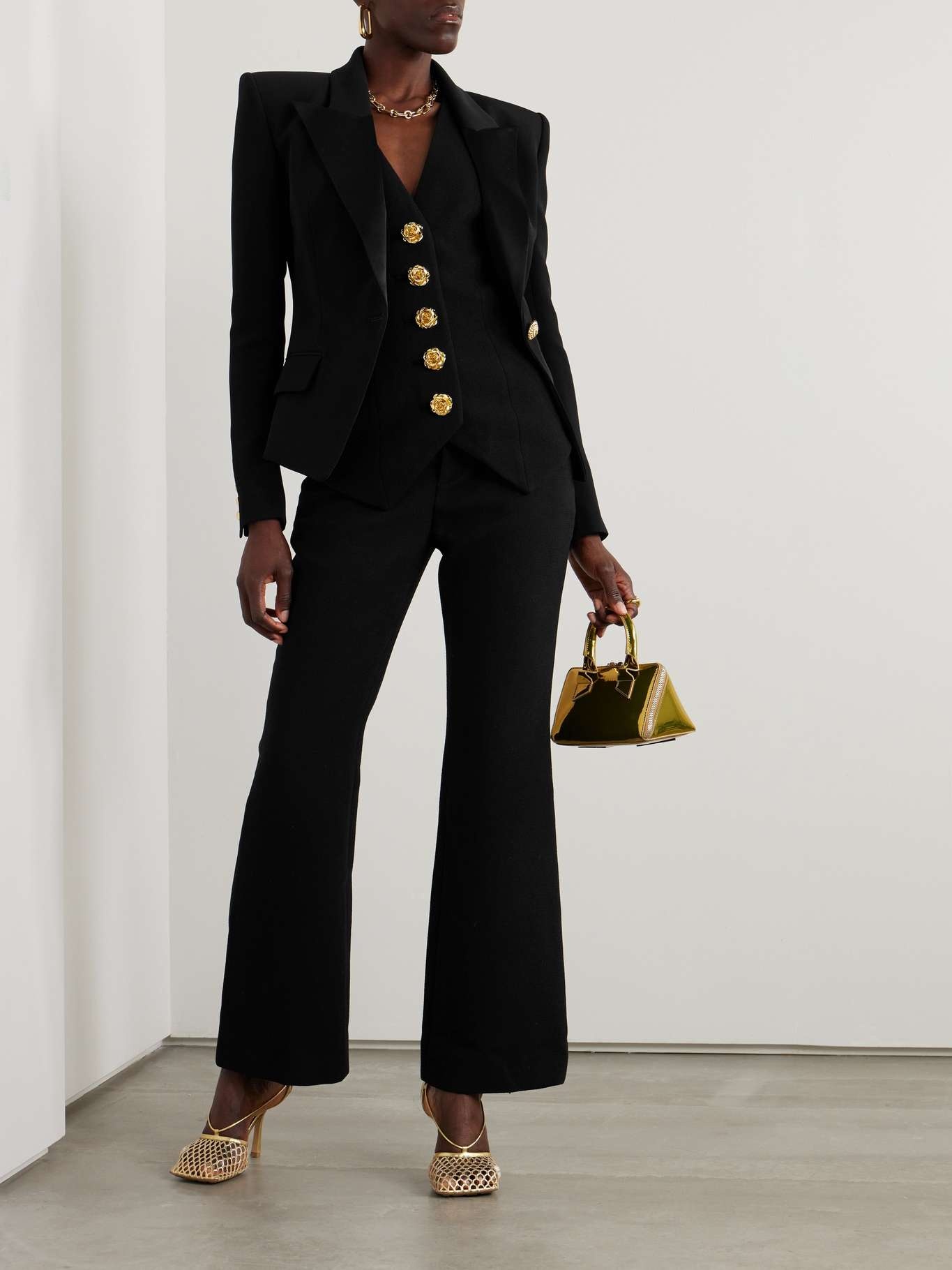 Wool-crepe flared pants - 2