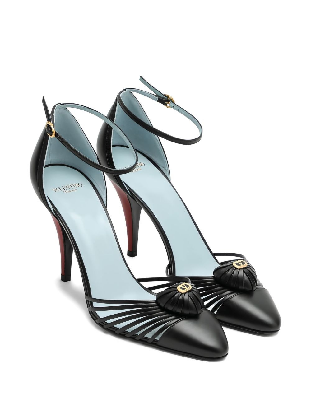 85mm strapped heart-detail heeled pumps - 2