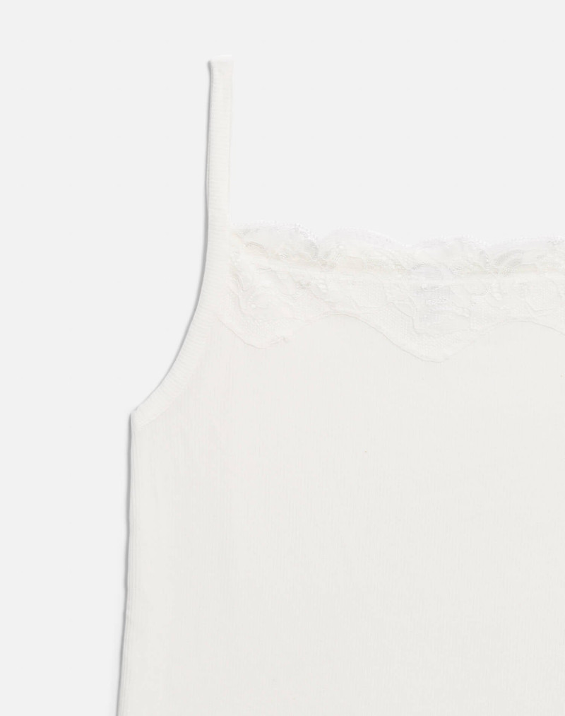 Lace Ribbed Cami - Off White 5