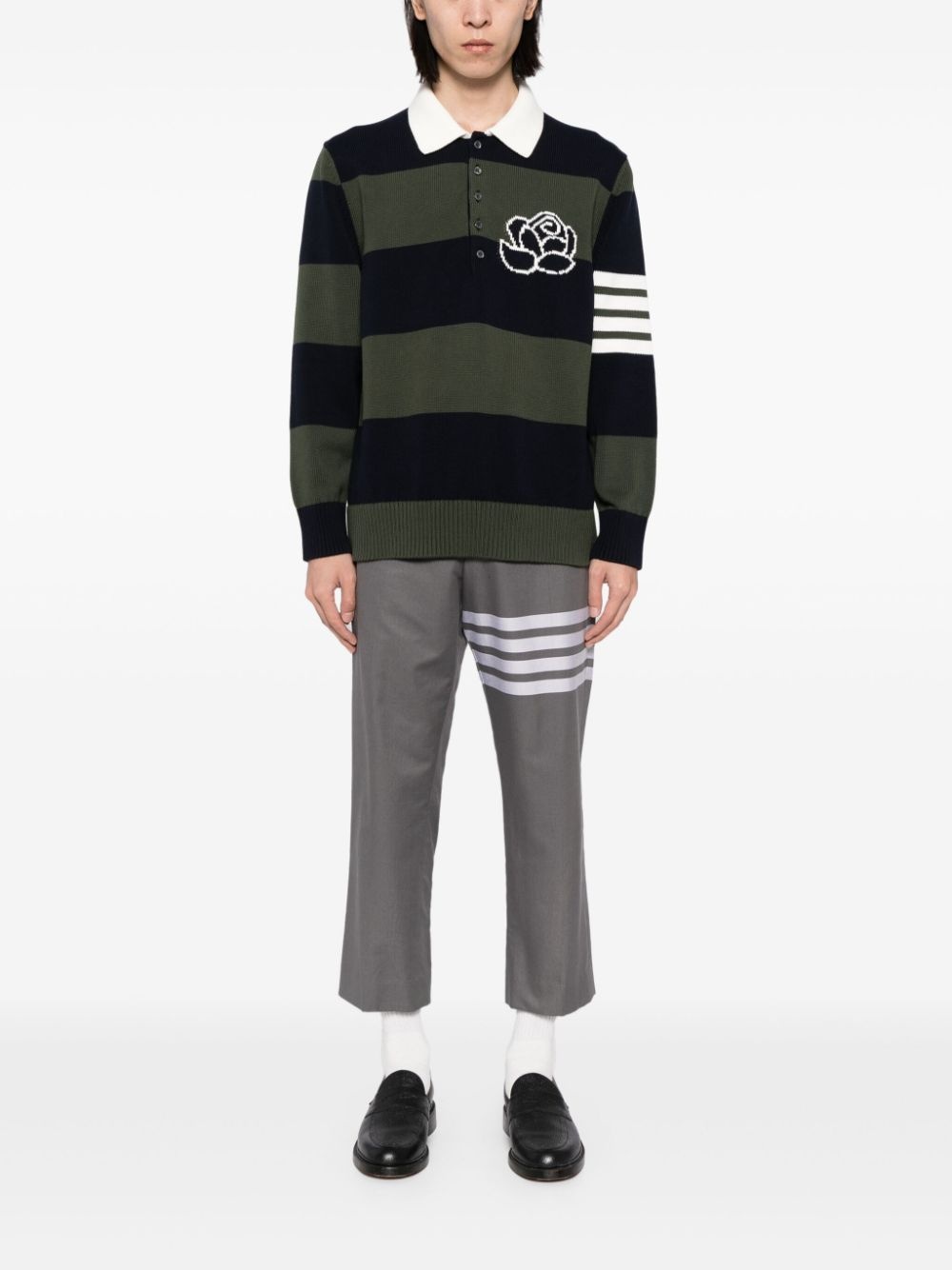 rose icon stripped polo jumper - 2