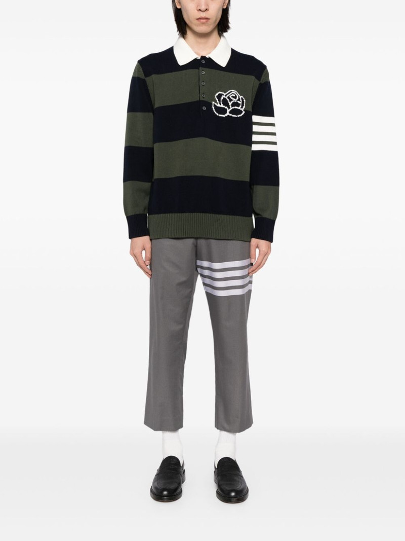 Thom Browne rose icon stripped polo jumper outlook